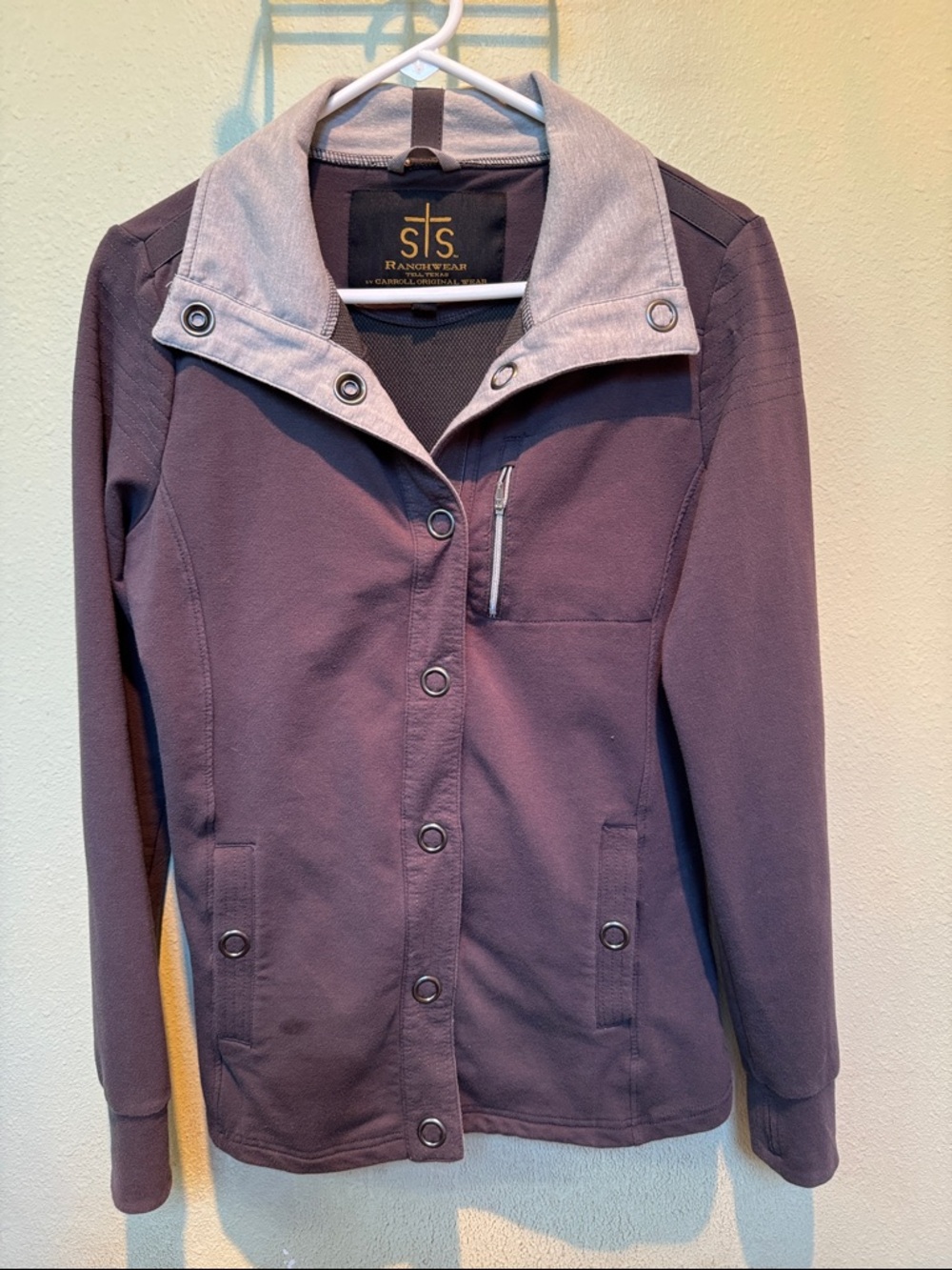 STS Ranchwear Purple Snap-Front Utility Jacket with Light Gray Collar